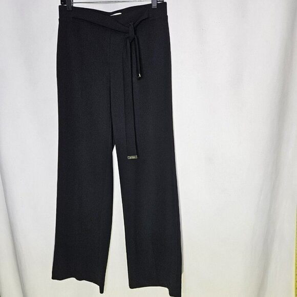CALVIN KLEIN Black Pull On Pants Straight Leg Elastic Waist Faux Tie SZ XS - Picture 12 of 12
